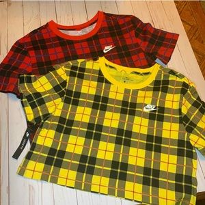 Nike Women’s Futura Plaid Red/Yellow Crop Top Set